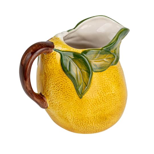 Hello Honey; Hello Honey® 6.25" Sunny Orchard Stoneware Lemon Pitcher; Category:Pitchers; Image:1